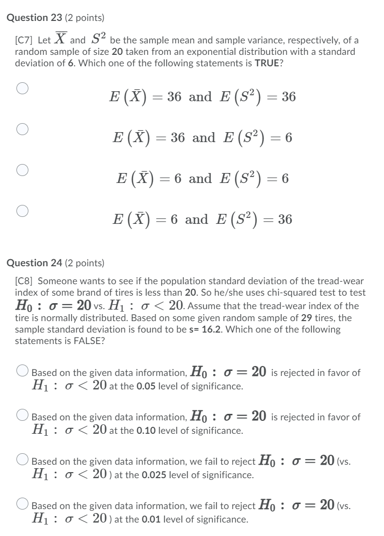 Solved Question 23 (2 points) [C7] Let X and SP be the | Chegg.com