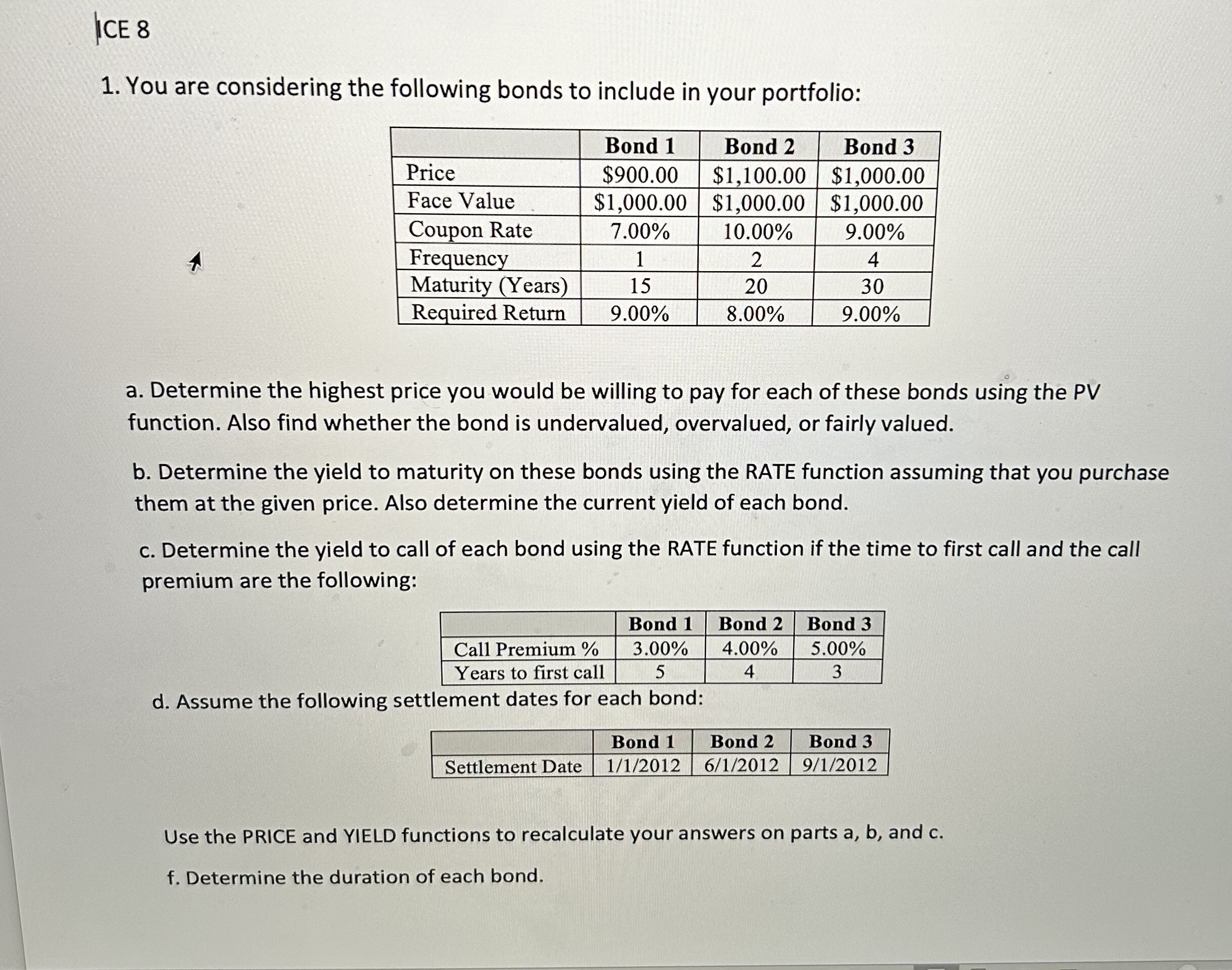 Solved 1. You Are Considering The Following Bonds To Include | Chegg.com