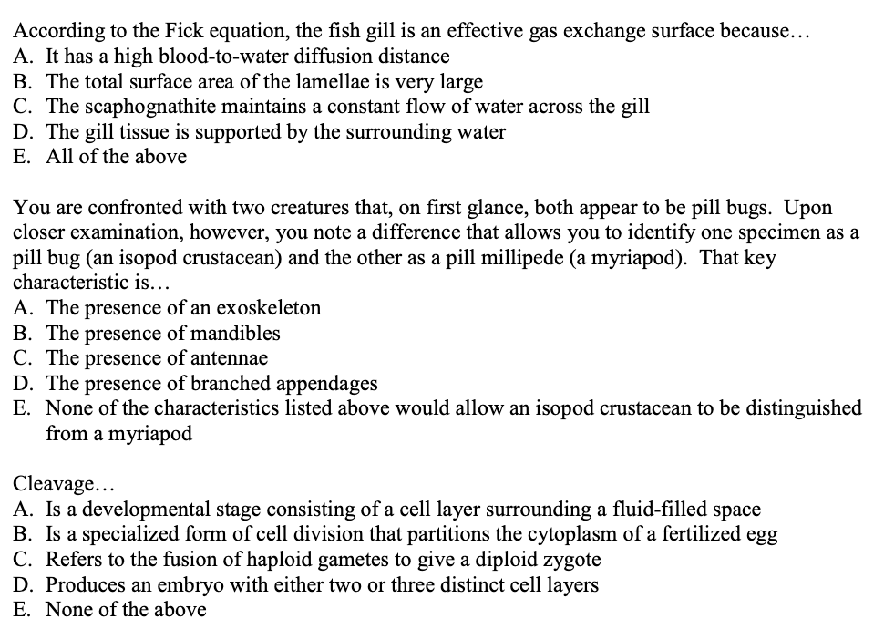 Solved According To The Fick Equation, The Fish Gill Is An | Chegg.com