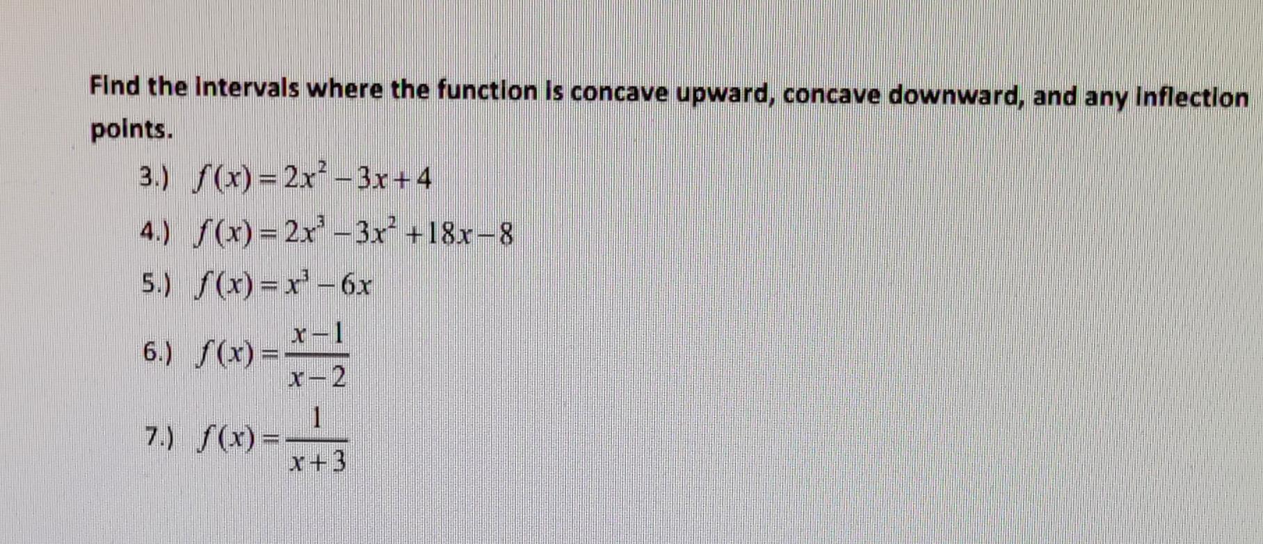 Solved Find the intervals where the function is concave | Chegg.com