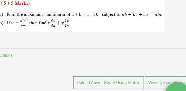 Solved 5 5 Marks A Find The Maximum Minimum Of A B C 10 Chegg Com