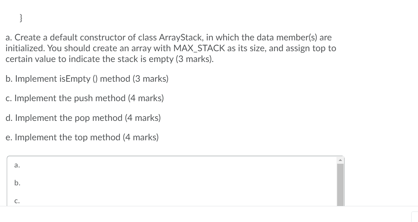 Solved Write a stack implementation based on an Array as the | Chegg.com