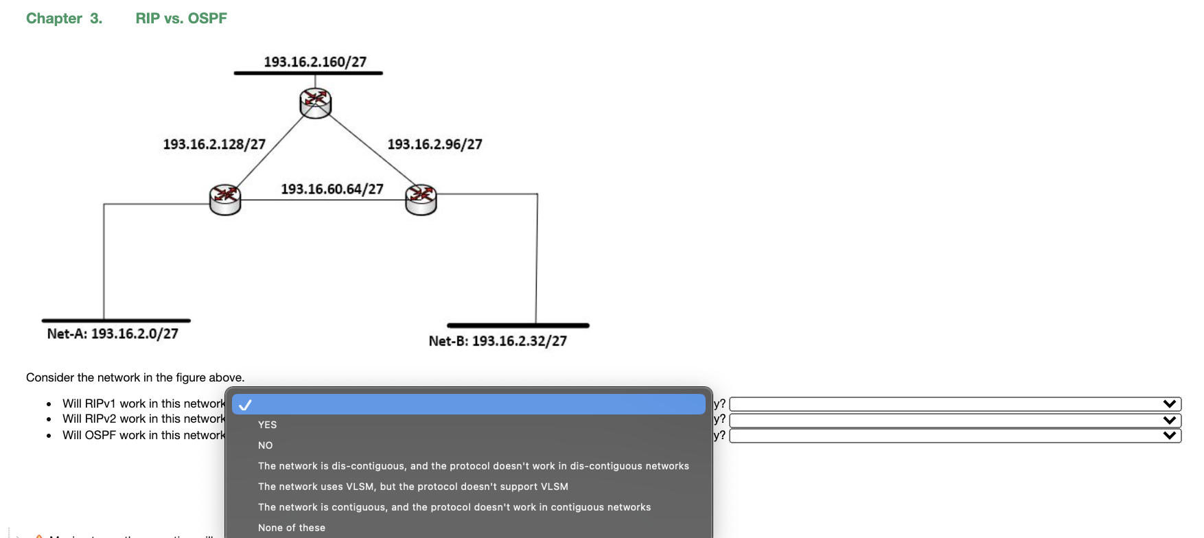 Solved Chapter 3. RIP vs. OSPF 193.16.2.160/27 | Chegg.com