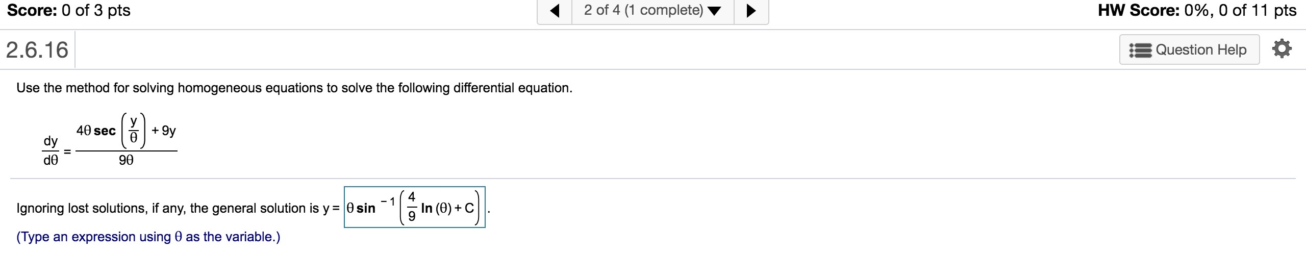 Solved Score: 0 of 3 pts 2 of 4 (1 complete) HW Score: 0%, | Chegg.com