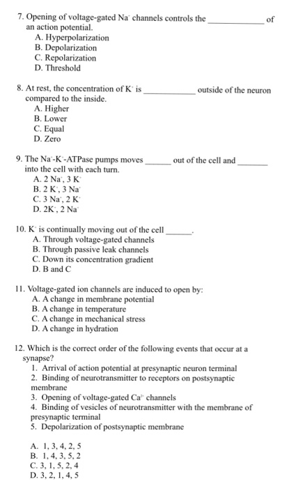 Solved Opening of voltage-gated Na channels controls the | Chegg.com
