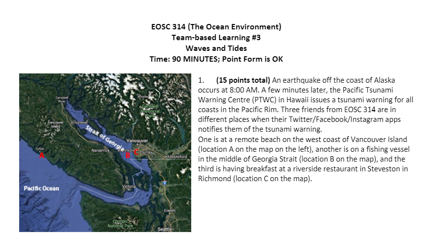 Solved EOSC 314 (The Ocean Environment) Team-based Learning