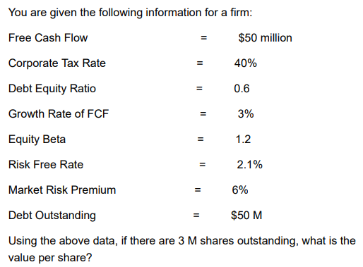 Solved what is the value per share Chegg com