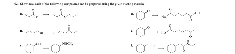 Solved 62. Show how each of the following compounds can be | Chegg.com