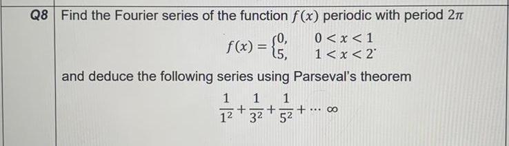 Solved Q8 Find the Fourier series of the function f(x) | Chegg.com