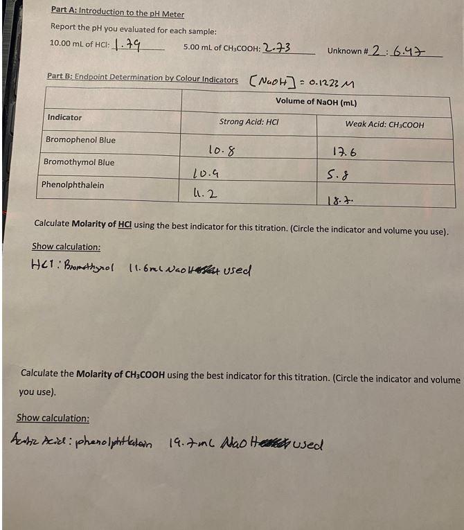 Solved Part A: Introduction To The Ph Meter Report The Ph 