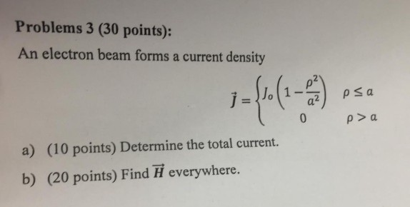 Solved Problems 3 (30 points): An electron beam forms a | Chegg.com