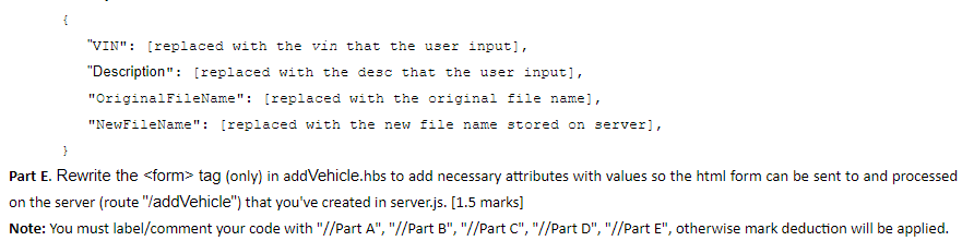 An existing Express http server has the following | Chegg.com