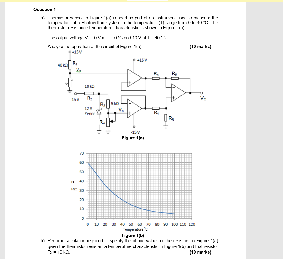 Solved Question 1 a) Thermistor sensor in Figure 1(a) is