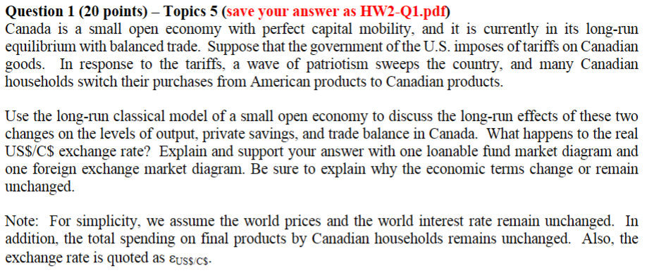 Solved Question 1 (20 ﻿points) - ﻿Topics 5 (save your answer | Chegg.com