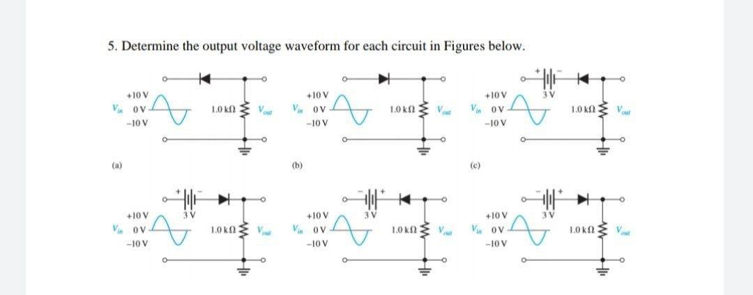 Solved 5. Determine the output voltage waveform for each | Chegg.com