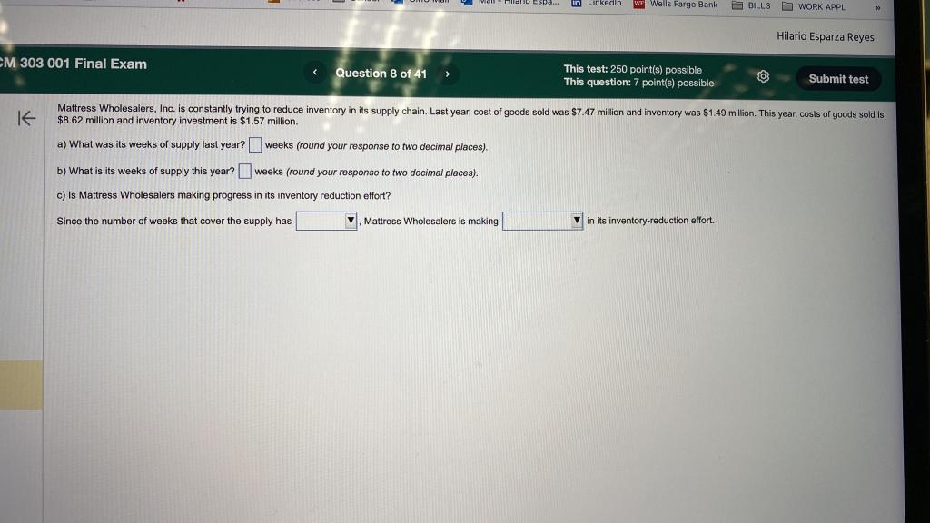 Solved Mattress Wholesalers, Inc. is constantly trying to