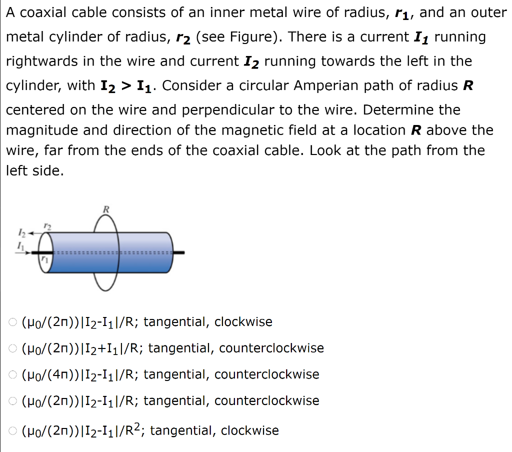 Solved A coaxial cable consists of an inner metal wire of
