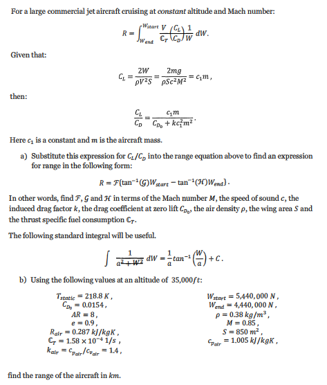 For a large commercial jet aircraft cruising at | Chegg.com