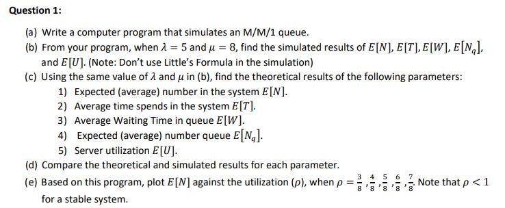 Question 1: (a) Write a computer program that | Chegg.com