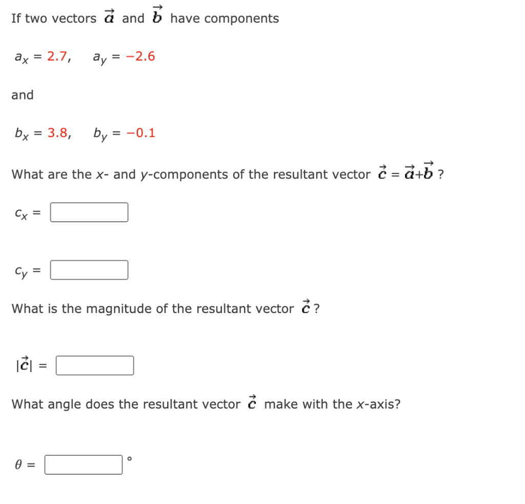 If Two Vectors A And O Have Components Ax 2 7 Ay Chegg Com