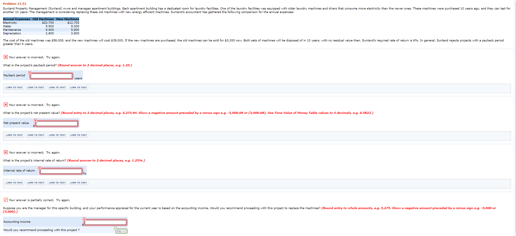 Problem 13.51 Sunland Property Management (Sunland)