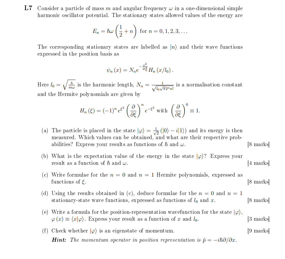 Solved L Consider A Particle Of Mass M And Angular Chegg Com