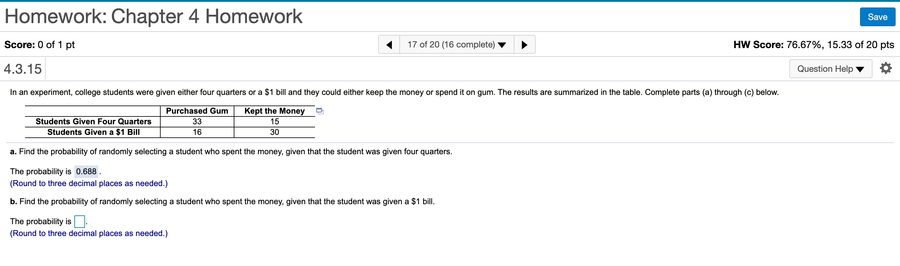 Solved Homework: Chapter 4 Homework Save Score: 0.67 of 1 pt | Chegg.com