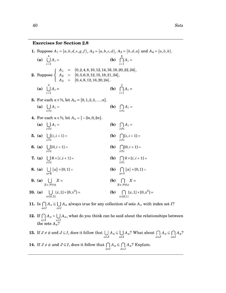 40 Sets Exercises For Section 2 8 A 1 Suppose Chegg Com