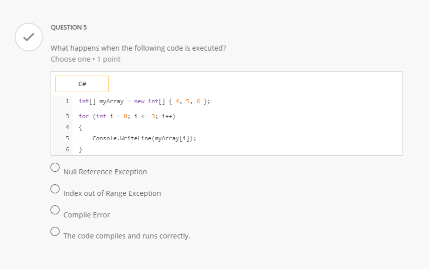 Solved QUESTION 5 What happens when the following code is | Chegg.com