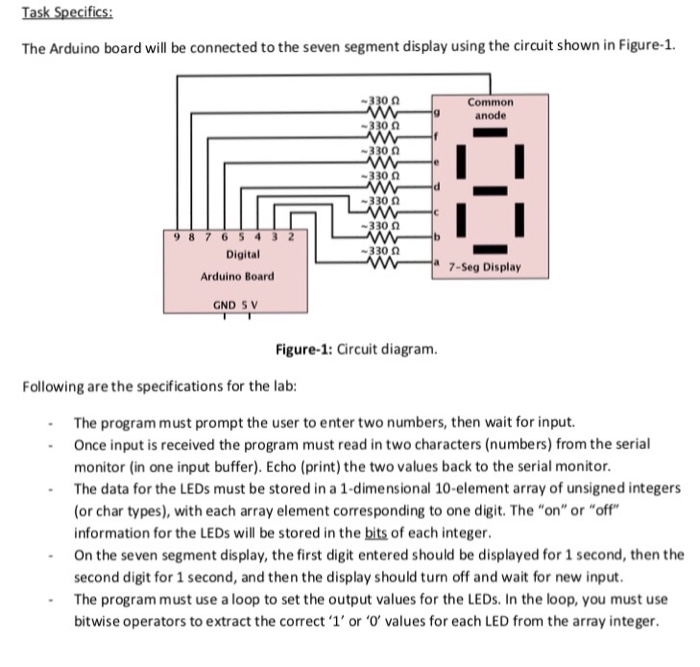 Solved The Arduino board will be connected to the seven | Chegg.com