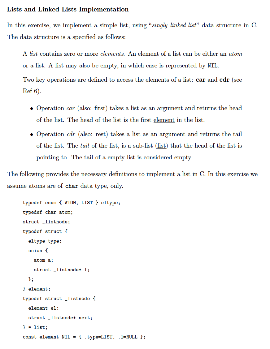 Solved Lists and Linked Lists Implementation In this | Chegg.com