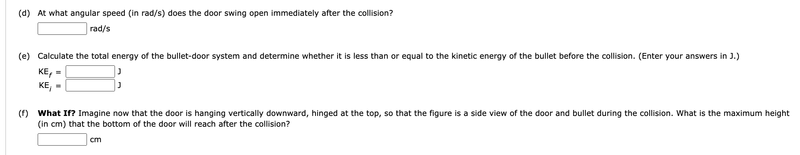 (d) At what angular speed (in rad/s) does the door | Chegg.com