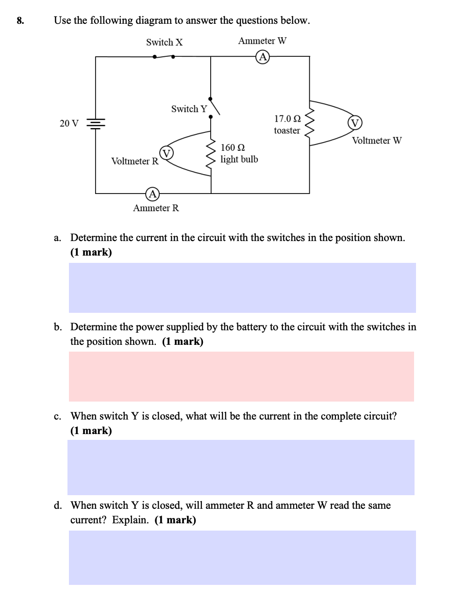 Solved 8. Use the following diagram to answer the questions | Chegg.com