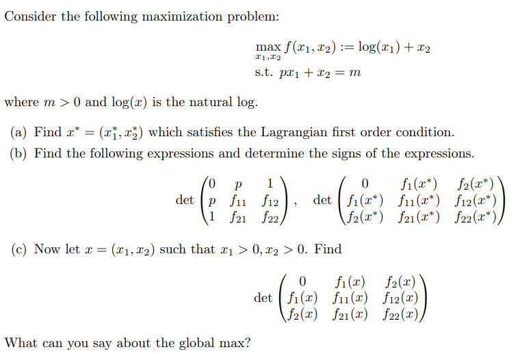 Solved Consider the following maximization problem: max | Chegg.com