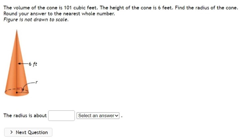 calculate volume of a cone in cubic feet