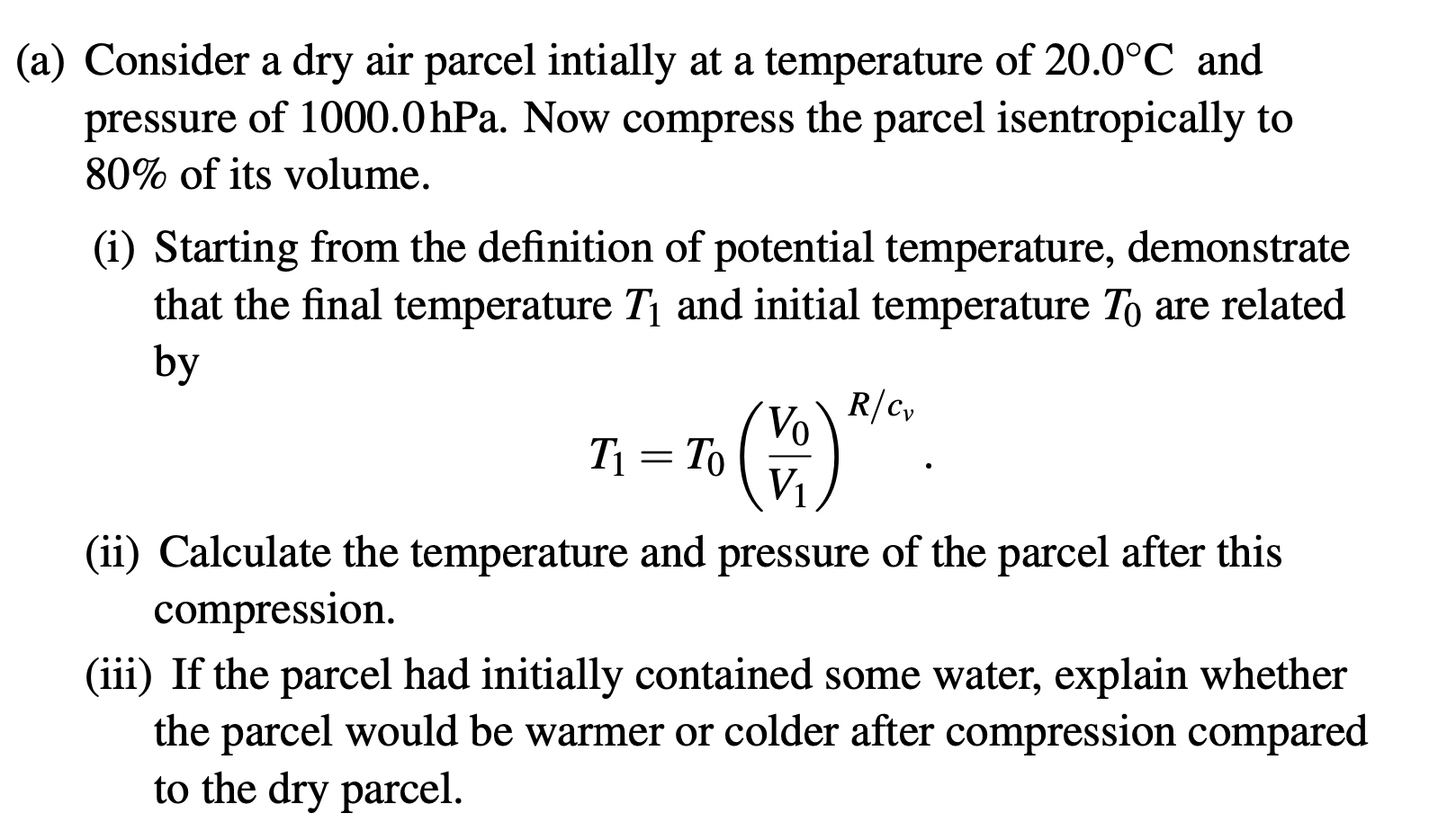 Solved Consider a dry air parcel intially at a temperature | Chegg.com