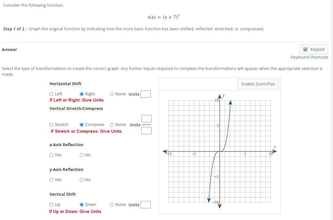 Solved Consider the following function. v(x) = (x + 7)3 Step | Chegg.com