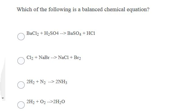 Solved Which of the following is a balanced chemical | Chegg.com