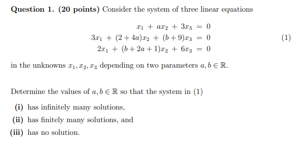 Solved Question 1. (20 points) Consider the system of three | Chegg.com
