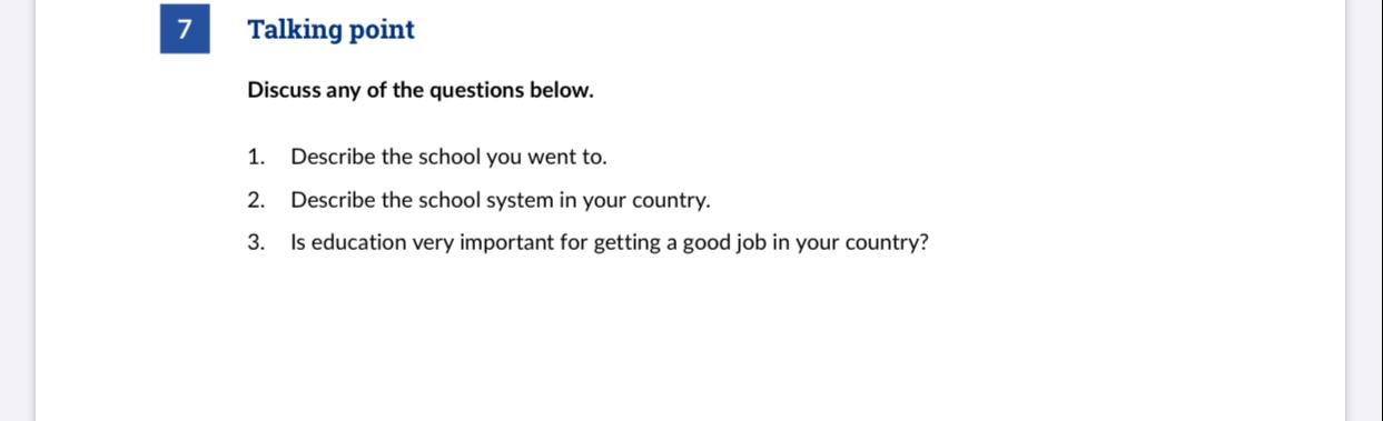 Solved 7 Talking point Discuss any of the questions below. | Chegg.com