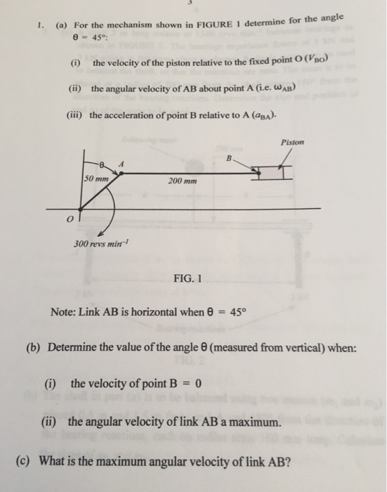 Solved 1. (a) For the mechanism shown in FIGURE 1 determine | Chegg.com