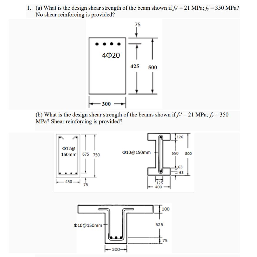 Solved 1. (a) What is the design shear strength of the beam | Chegg.com