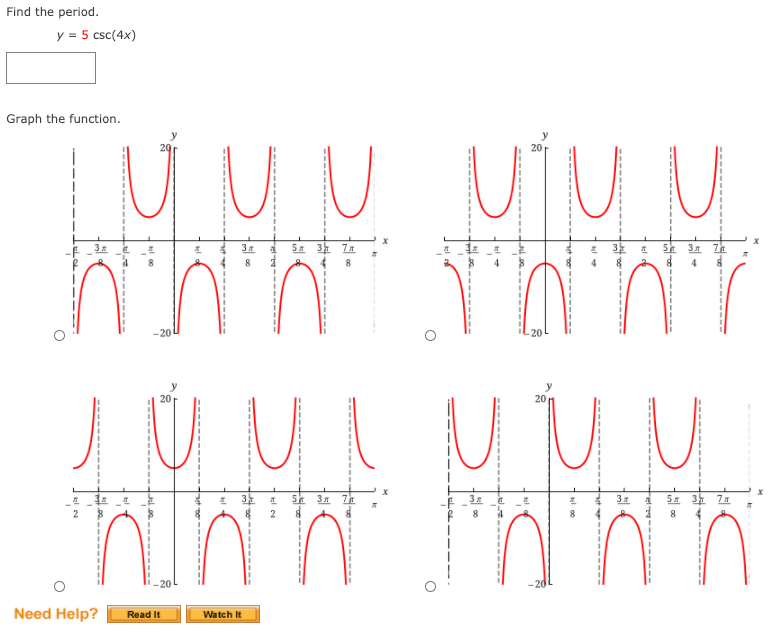 Solved What is the period and the correct graph of | Chegg.com