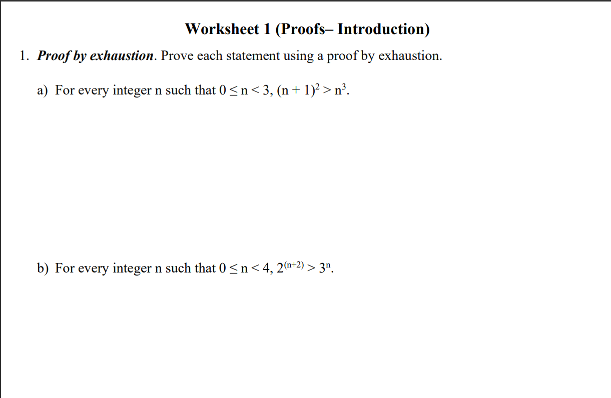Solved Worksheet 1 (Proofs, Introduction) 1. Proof by