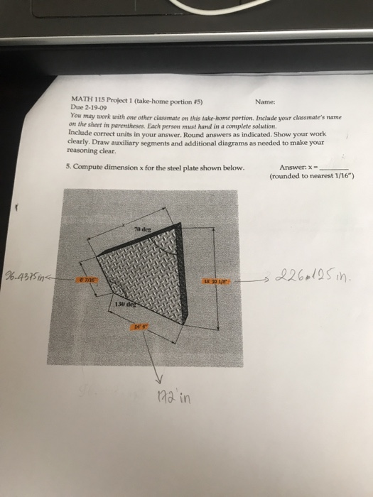 Solved MATH 115 Project 1 (take-home portion #5) Due 2-19-09 | Chegg.com