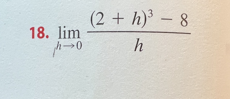 limh→0h(2+h)3−8 | Chegg.com