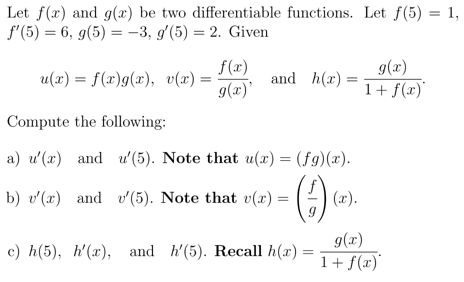 Solved Let F X And G X Be Two Differentiable Functions Chegg Com