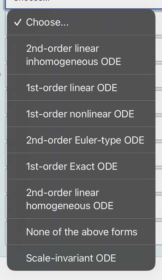 Solved Find the right match for the following ODEs in the | Chegg.com