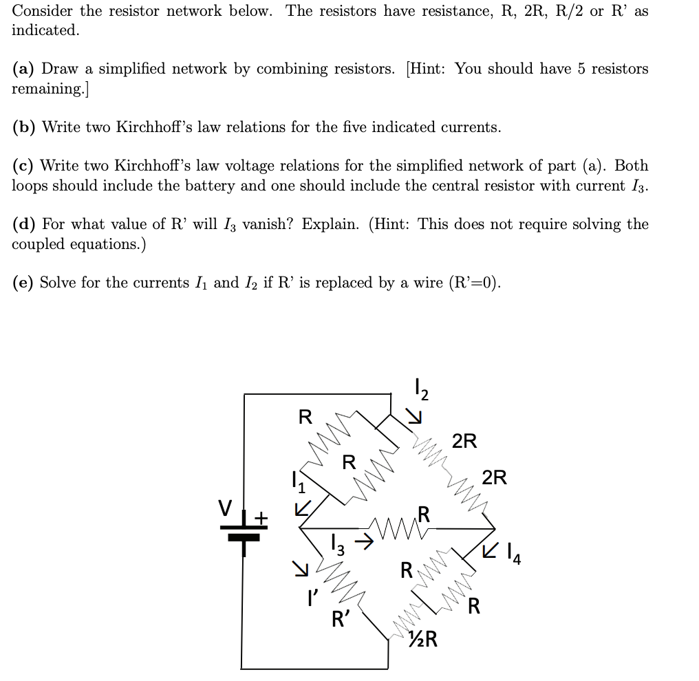Solved Consider the resistor network below. The resistors