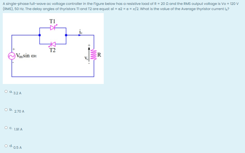 Solved A single-phase full-wave ac voltage controller in the | Chegg.com